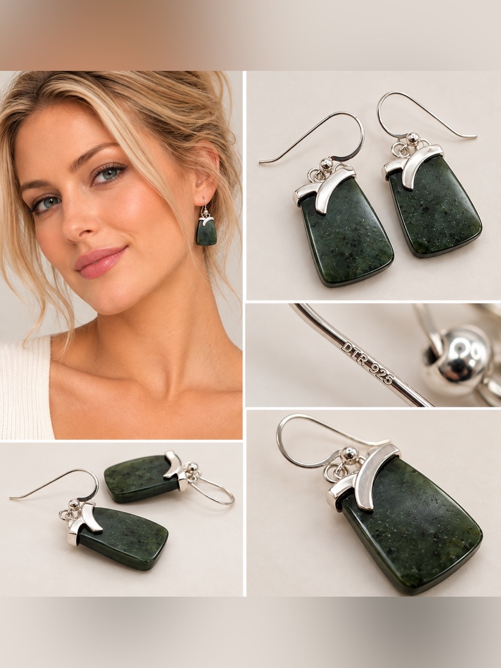 Mine Finds by Jay King Green Gemstone 925 Sterling Silver Drop Dangle Earrings